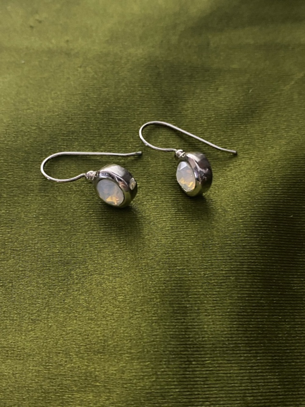 Sterling Silver Opal Drop Earrings White Opalescent